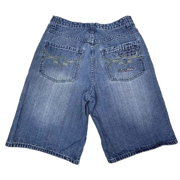 Vintage 90s Paco Jeans Denim Shorts Men‎ 32 Embroidered Logo Wide Leg Skater EUC - Picture 2 of 9